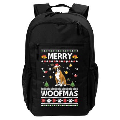 Merry Woofmas Boxer Santa Reindeer Ugly Christmas Xmas Sweatshirt Daily Commute Backpack