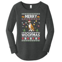 Merry Woofmas Boxer Santa Reindeer Ugly Christmas Xmas Sweatshirt Women's Perfect Tri Tunic Long Sleeve Shirt