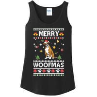 Merry Woofmas Boxer Santa Reindeer Ugly Christmas Xmas Sweatshirt Ladies Essential Tank