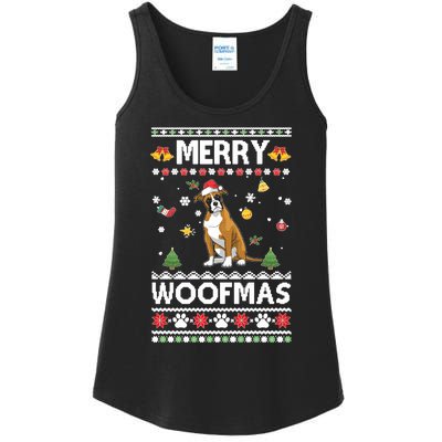 Merry Woofmas Boxer Santa Reindeer Ugly Christmas Xmas Sweatshirt Ladies Essential Tank