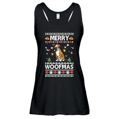 Merry Woofmas Boxer Santa Reindeer Ugly Christmas Xmas Sweatshirt Ladies Essential Flowy Tank