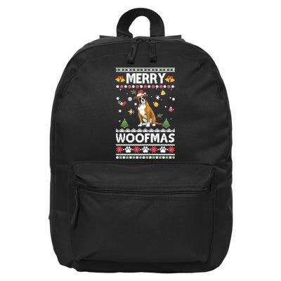 Merry Woofmas Boxer Santa Reindeer Ugly Christmas Xmas Sweatshirt 16 in Basic Backpack