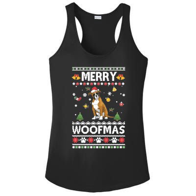 Merry Woofmas Boxer Santa Reindeer Ugly Christmas Xmas Sweatshirt Ladies PosiCharge Competitor Racerback Tank