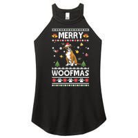 Merry Woofmas Boxer Santa Reindeer Ugly Christmas Xmas Sweatshirt Women's Perfect Tri Rocker Tank