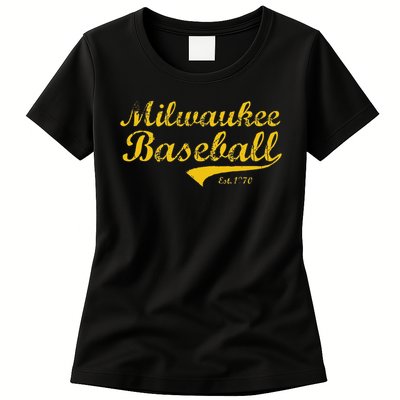 Milwaukee Wisconsin Baseball Fan Retro Vintage Womens T-Shirt