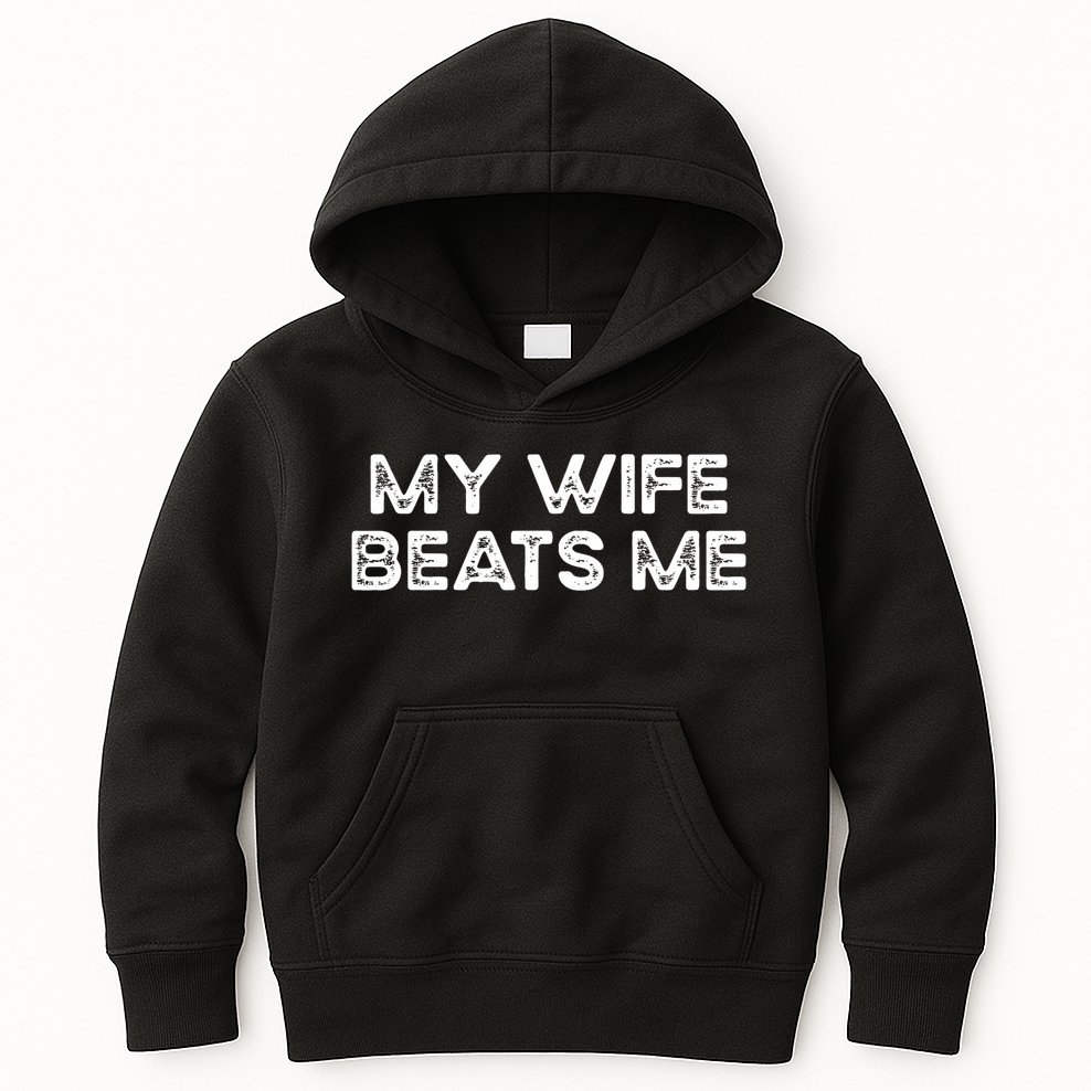 My Wife Beats Me Funny Relationship - Vintage Husband Kids Hoodie