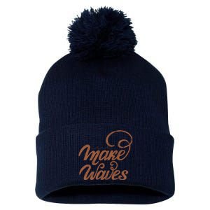 Make Waves Beach Vacation Pom Pom 12in Knit Beanie