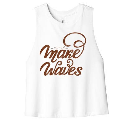 Make Waves Beach Vacation Women's Racerback Cropped Tank