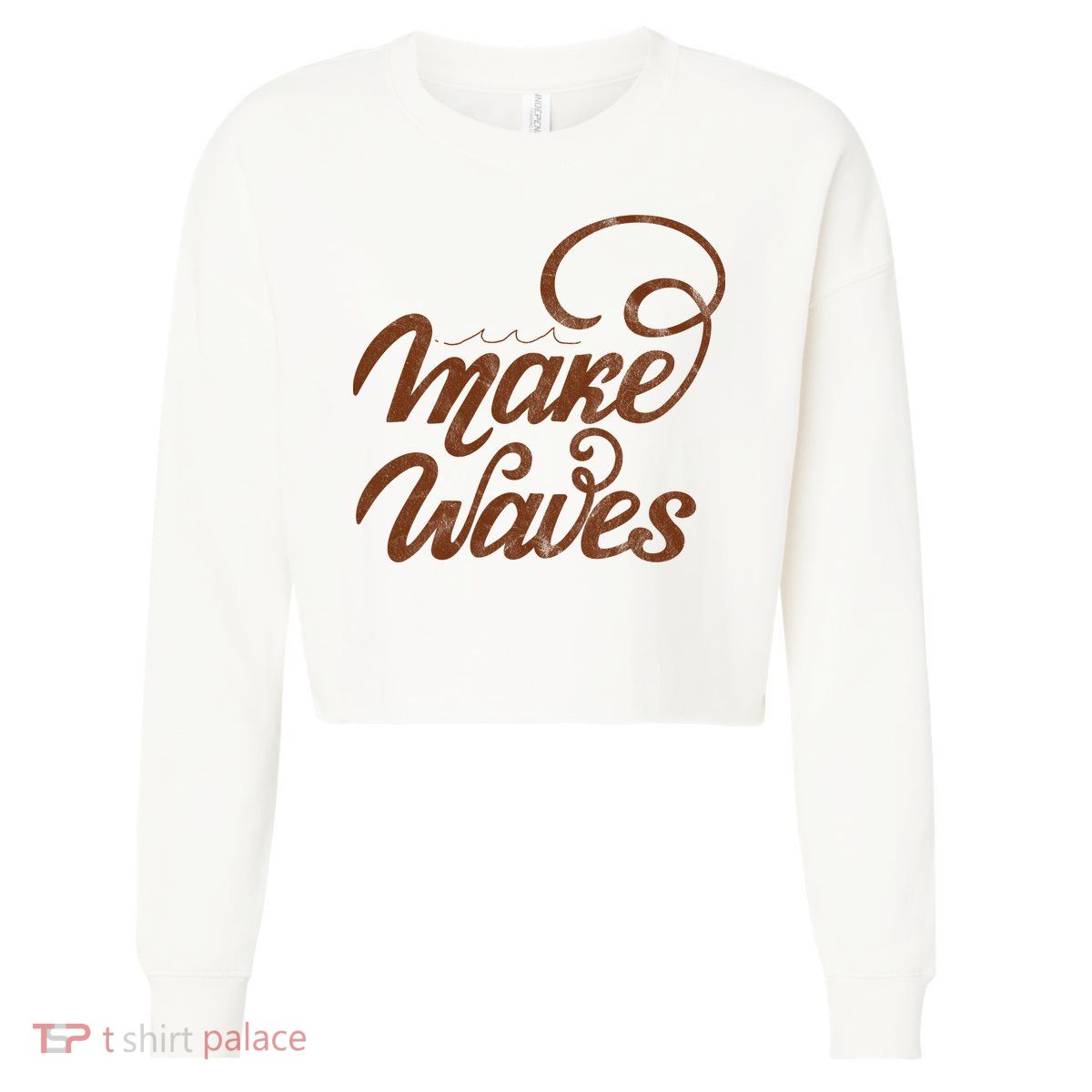 Make Waves Beach Vacation Cropped Pullover Crew