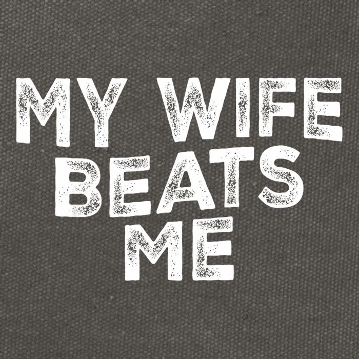 My Wife Beats Me funny Men husband joke for father's day Cotton Canvas Backpack