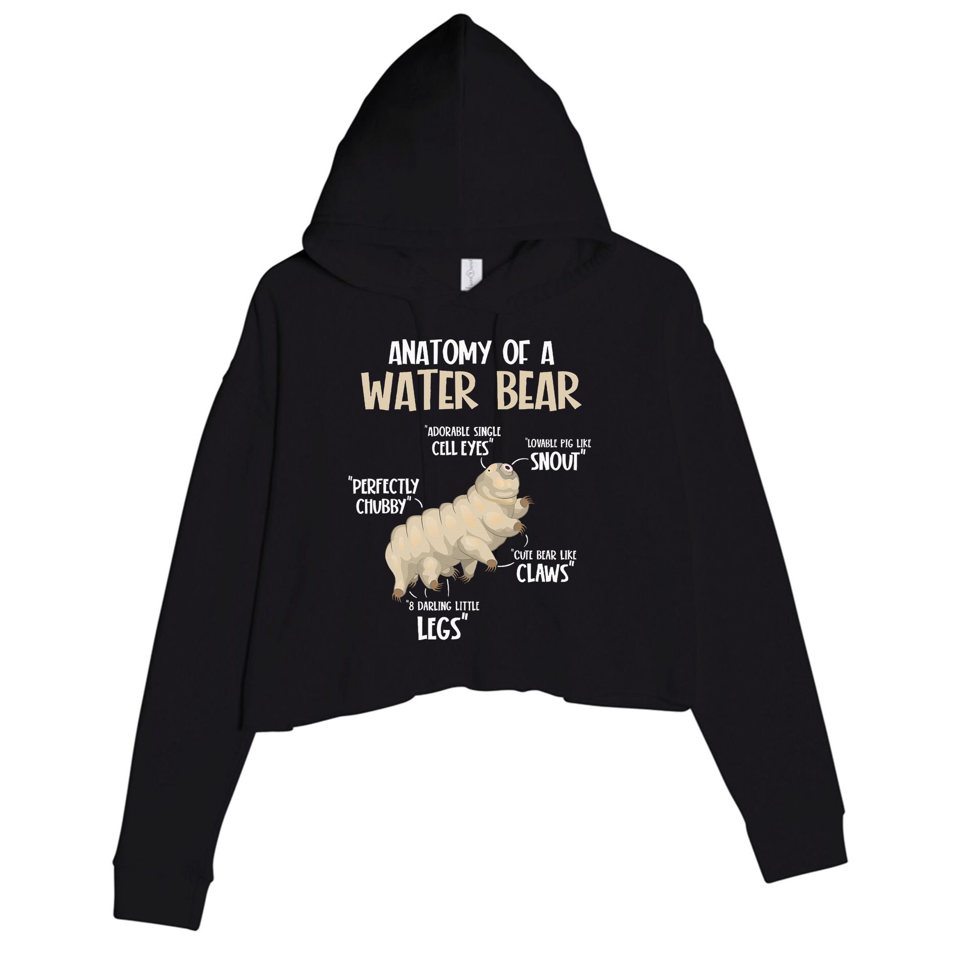 Microbiology Water Bear Science Facts Tardigrade Anatomy Crop Fleece Hoodie
