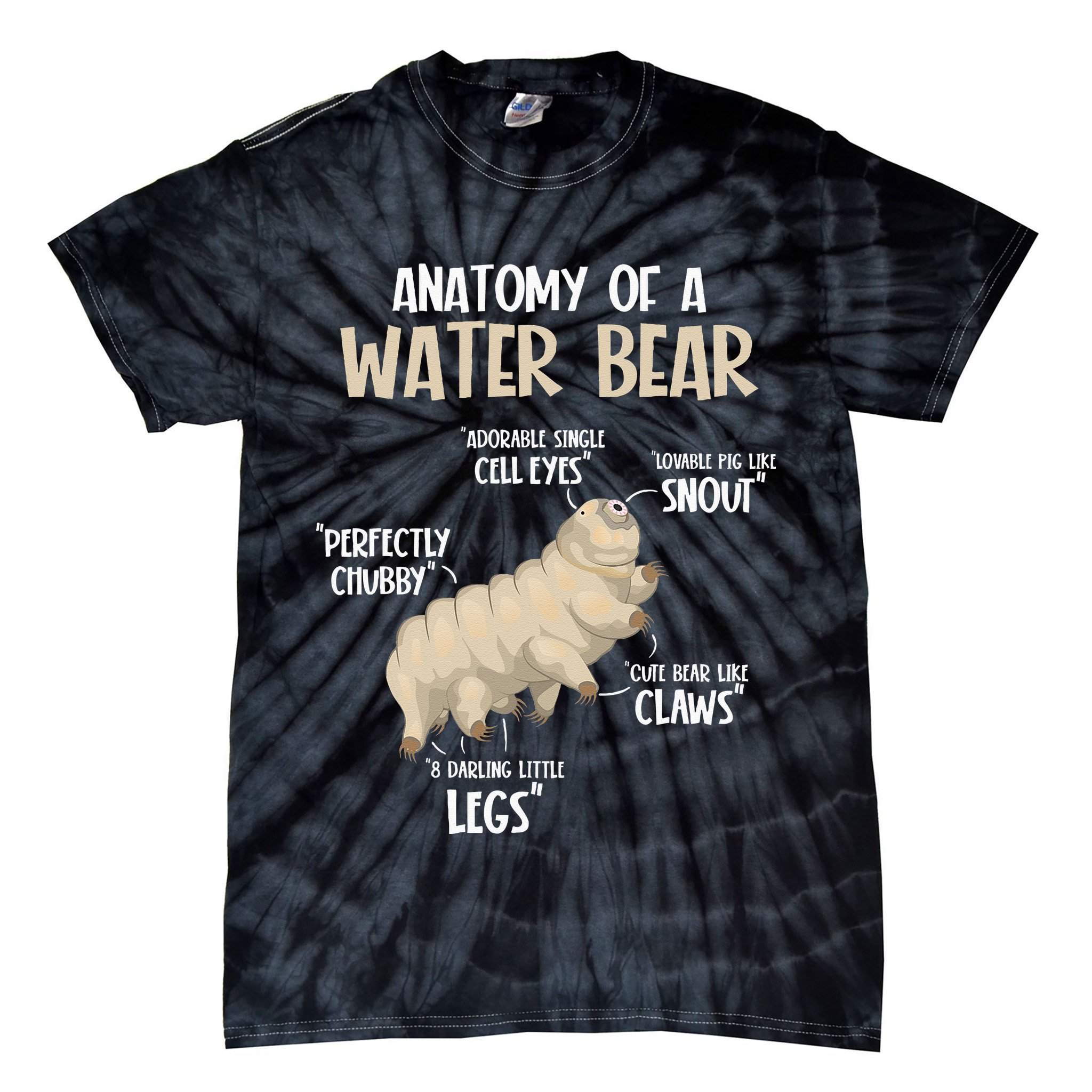 Microbiology Water Bear Science Facts Tardigrade Anatomy Tie-Dye T-Shirt