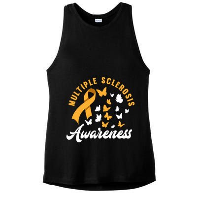 Ms Warrior Butterfly Ms Multiple Sclerosis Awareness Great Gift Ladies PosiCharge Tri-Blend Wicking Tank