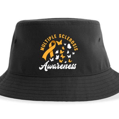 Ms Warrior Butterfly Ms Multiple Sclerosis Awareness Great Gift Sustainable Bucket Hat