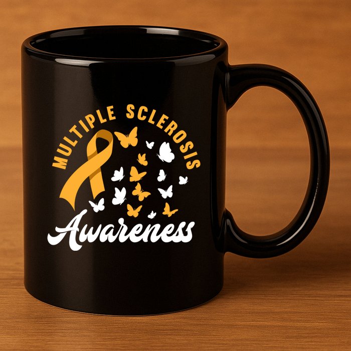 Ms Warrior Butterfly Ms Multiple Sclerosis Awareness Great Gift 11oz C Handle Ceramic Mug