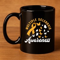 Ms Warrior Butterfly Ms Multiple Sclerosis Awareness Great Gift 11oz C Handle Ceramic Mug