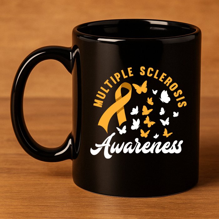 Ms Warrior Butterfly Ms Multiple Sclerosis Awareness Great Gift 11oz C Handle Ceramic Mug
