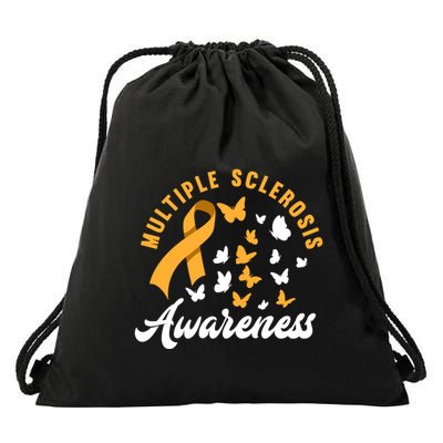 Ms Warrior Butterfly Ms Multiple Sclerosis Awareness Great Gift Drawstring Bag