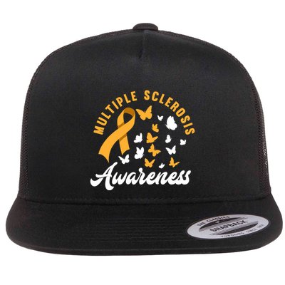Ms Warrior Butterfly Ms Multiple Sclerosis Awareness Great Gift Flatbill Hat