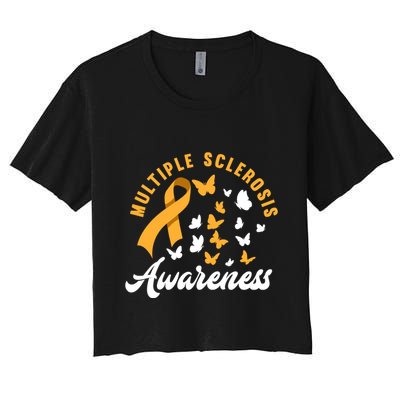 Ms Warrior Butterfly Ms Multiple Sclerosis Awareness Great Gift Crop Top