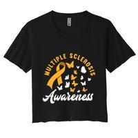 Ms Warrior Butterfly Ms Multiple Sclerosis Awareness Great Gift Crop Top