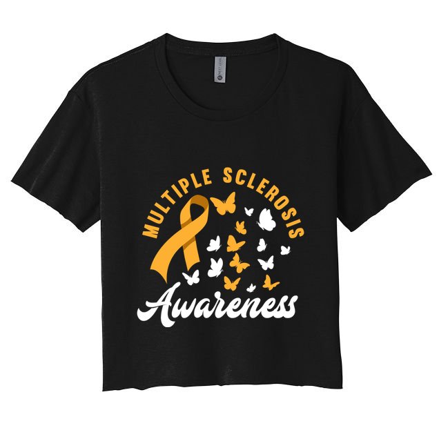 Ms Warrior Butterfly Ms Multiple Sclerosis Awareness Great Gift Crop Top