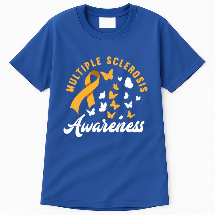 Ms Warrior Butterfly Ms Multiple Sclerosis Awareness Great Gift Tall T-Shirt
