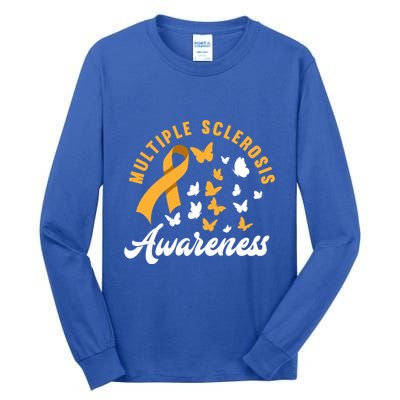 Ms Warrior Butterfly Ms Multiple Sclerosis Awareness Great Gift Tall Long Sleeve T-Shirt