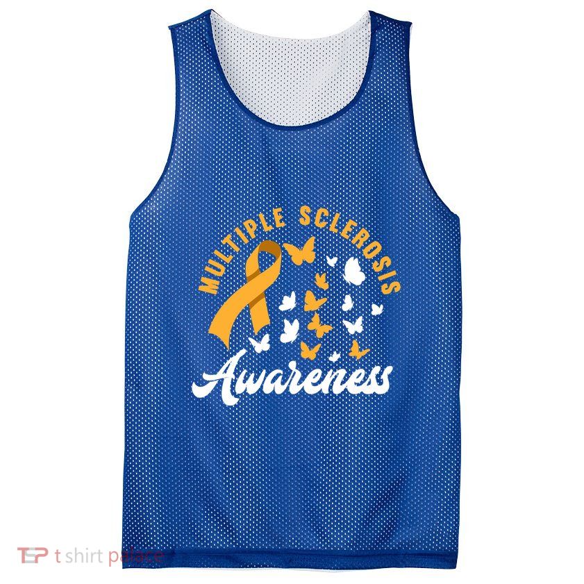 Ms Warrior Butterfly Ms Multiple Sclerosis Awareness Great Gift Mesh Reversible Basketball Jersey Tank
