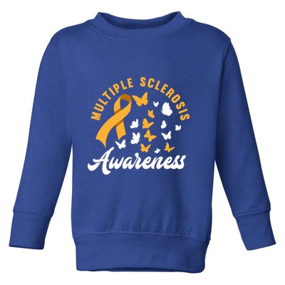 Ms Warrior Butterfly Ms Multiple Sclerosis Awareness Great Gift Toddler Sweatshirt