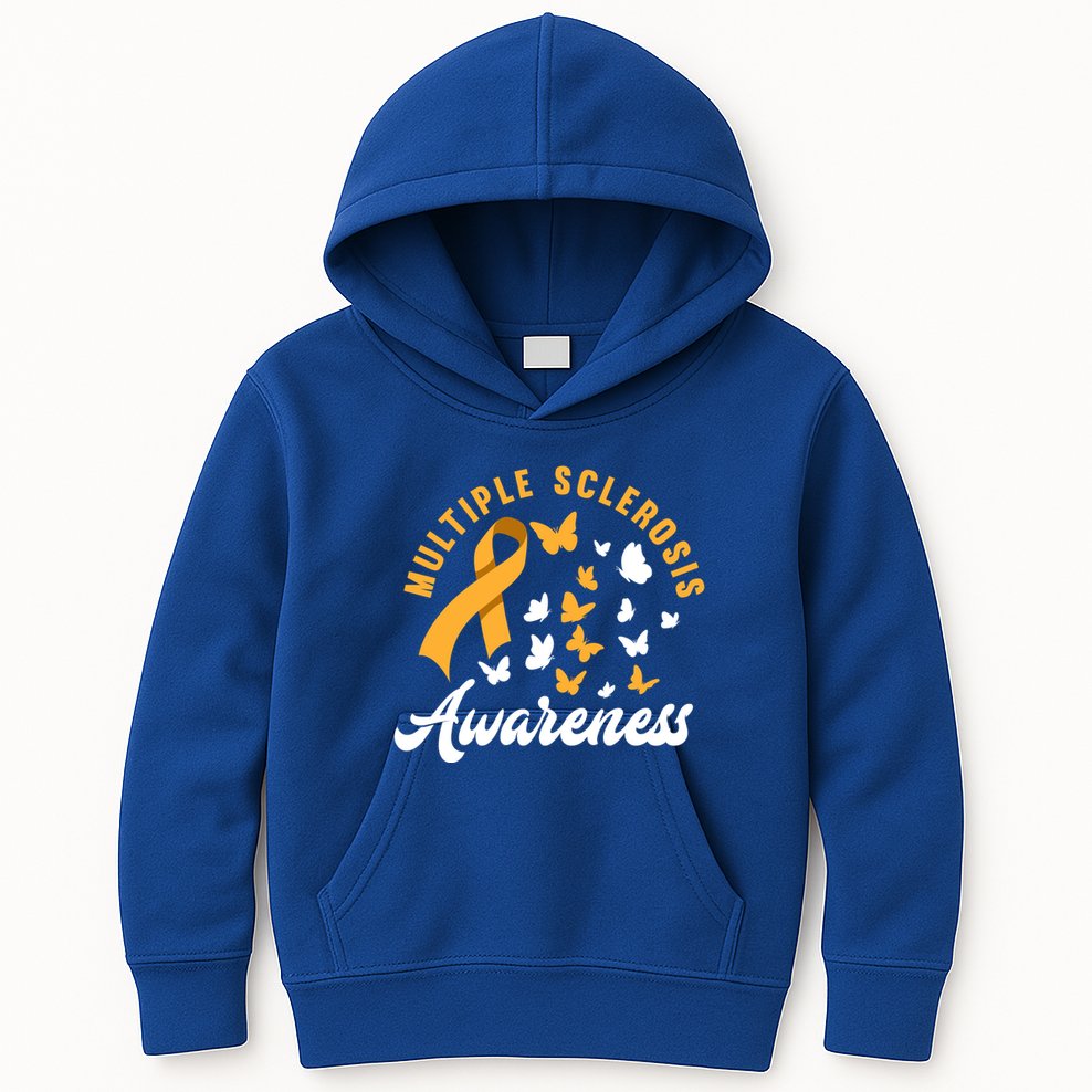 Ms Warrior Butterfly Ms Multiple Sclerosis Awareness Great Gift Kids Hoodie