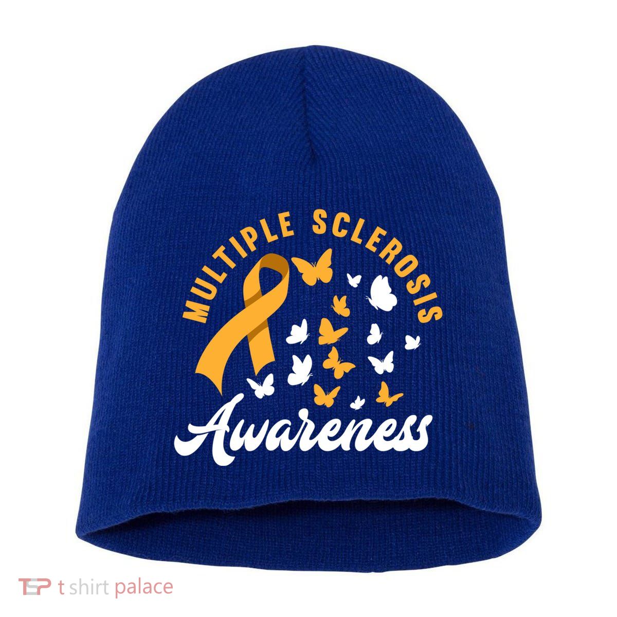 Ms Warrior Butterfly Ms Multiple Sclerosis Awareness Great Gift Short Acrylic Beanie