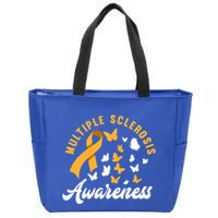 Ms Warrior Butterfly Ms Multiple Sclerosis Awareness Great Gift Zip Tote Bag