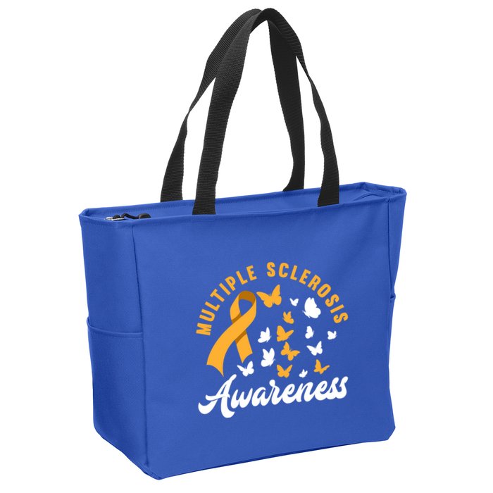 Ms Warrior Butterfly Ms Multiple Sclerosis Awareness Great Gift Zip Tote Bag