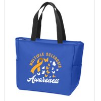 Ms Warrior Butterfly Ms Multiple Sclerosis Awareness Great Gift Zip Tote Bag