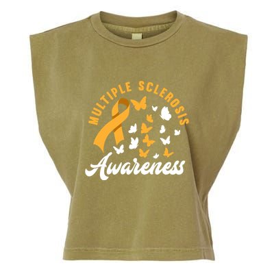 Ms Warrior Butterfly Ms Multiple Sclerosis Awareness Great Gift Garment-Dyed Women's Muscle Tee