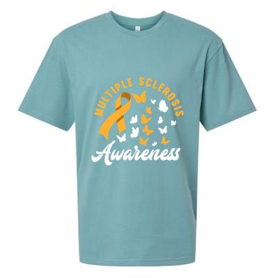 Ms Warrior Butterfly Ms Multiple Sclerosis Awareness Great Gift Sueded Cloud Jersey T-Shirt