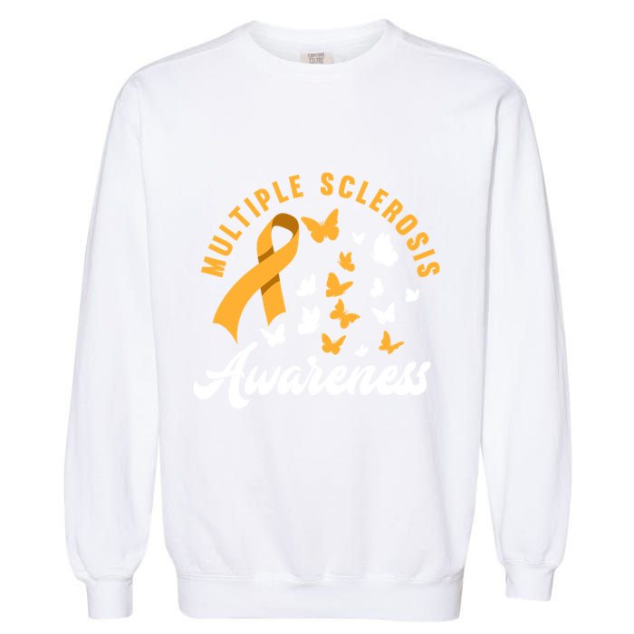 Ms Warrior Butterfly Ms Multiple Sclerosis Awareness Great Gift Garment-Dyed Sweatshirt