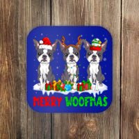 Merry Woofmas Boston Terrier Dog Lover Christmas Pajama Great Gift Coaster