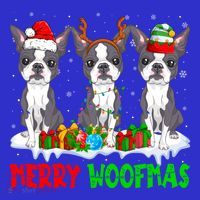 Merry Woofmas Boston Terrier Dog Lover Christmas Pajama Great Gift Premium T-Shirt