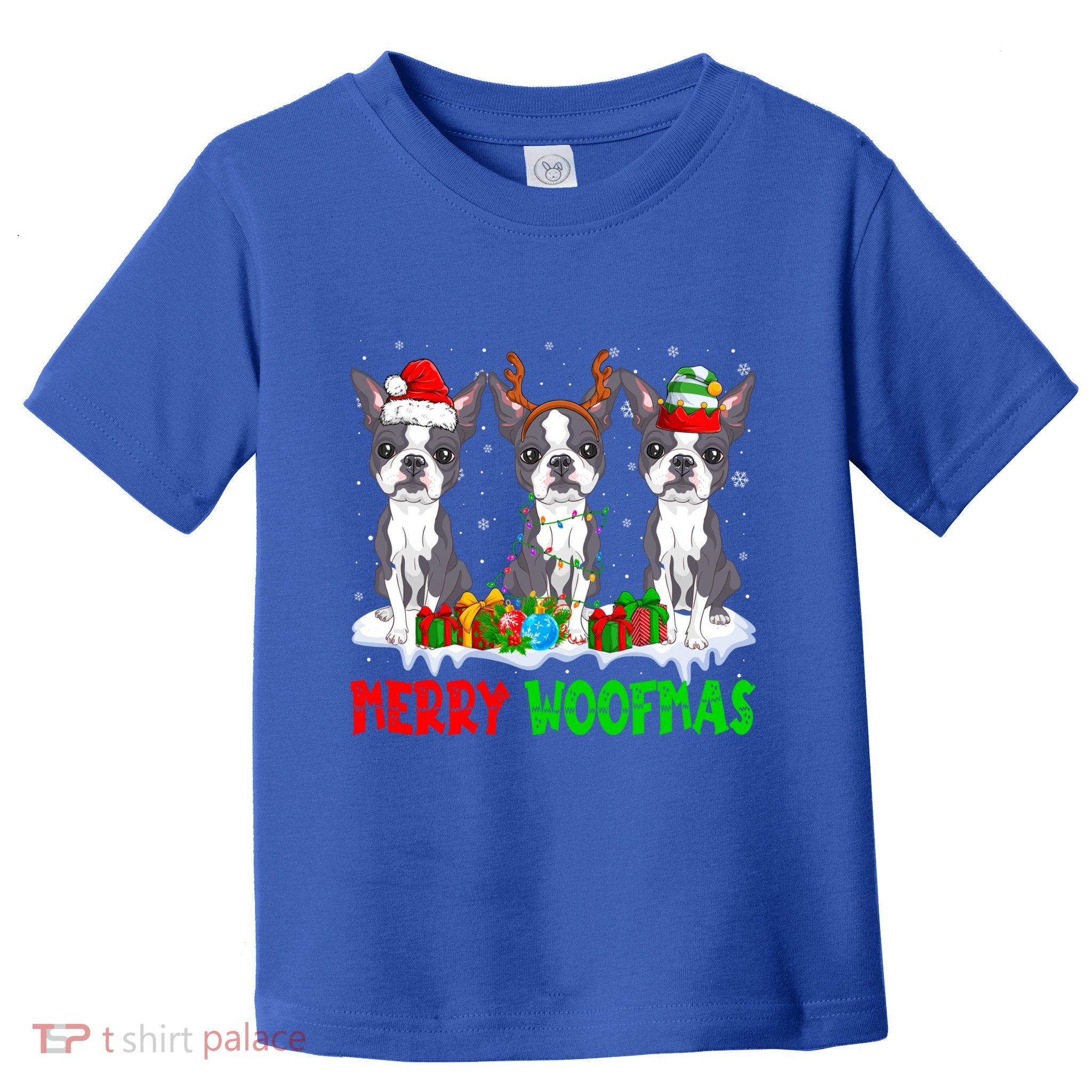 Merry Woofmas Boston Terrier Dog Lover Christmas Pajama Great Gift Toddler T-Shirt
