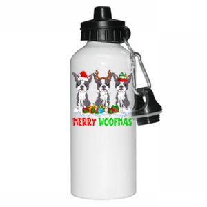 Merry Woofmas Boston Terrier Dog Lover Christmas Pajama Great Gift Aluminum Water Bottle