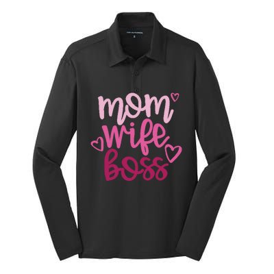 Mom Wife Boss Funny Gift Silk Touch Performance Long Sleeve Polo