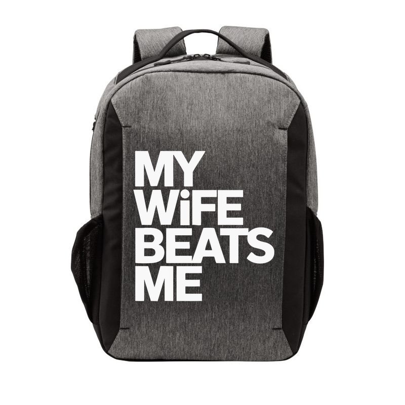 My Wife Beats Me Husband Funny Vector Backpack