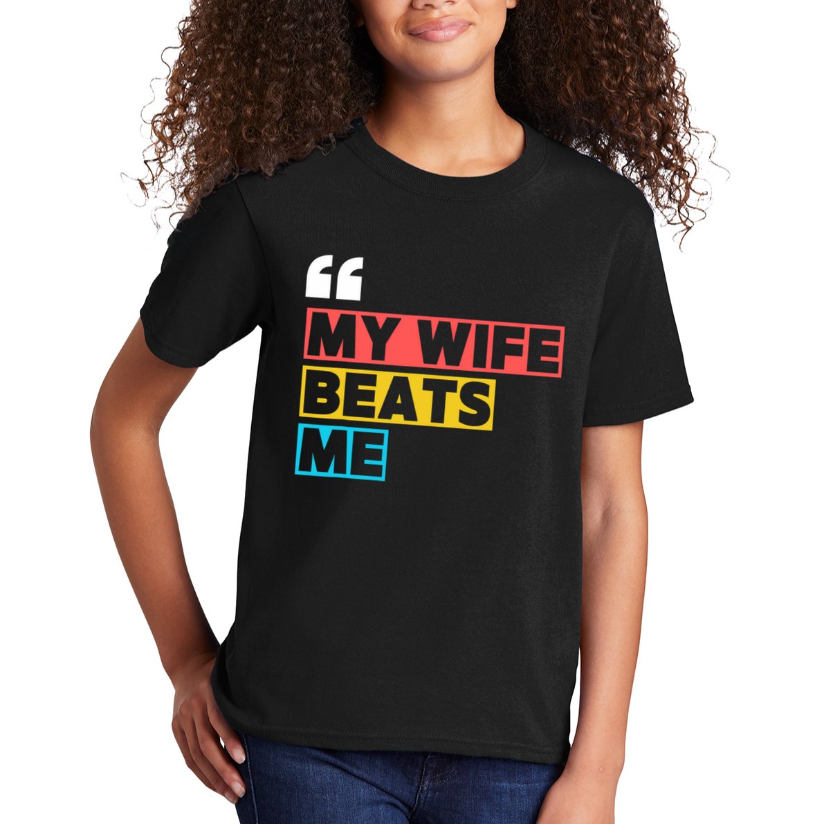 My Wife Beats Me - Funny Husband  Kids T-Shirt
