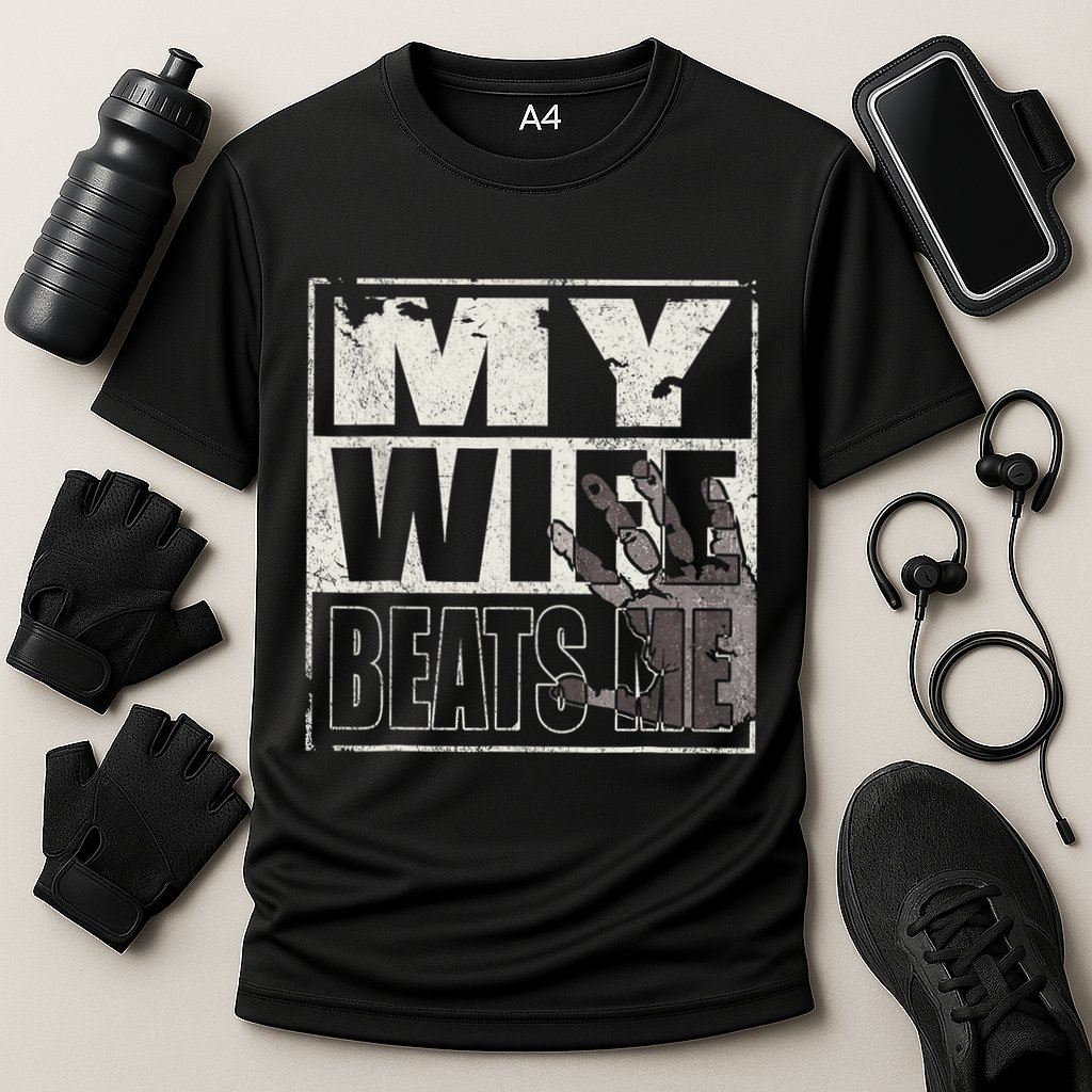 My Wife Beats Me - Husband  Cooling Performance Crew T-Shirt