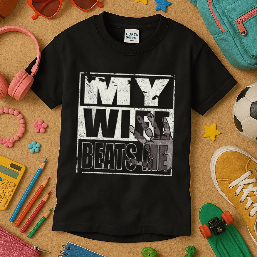 My Wife Beats Me - Husband  Kids T-Shirt
