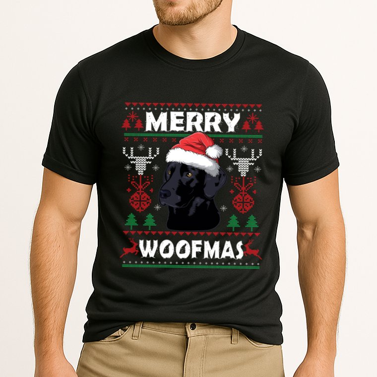 Merry Woofmas Black Lab Santa Hat Dog Xmas Gift Cooling Performance Crew T-Shirt