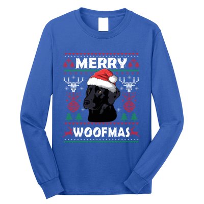 Merry Woofmas Black Lab Santa Hat Dog Xmas Gift Long Sleeve Shirt