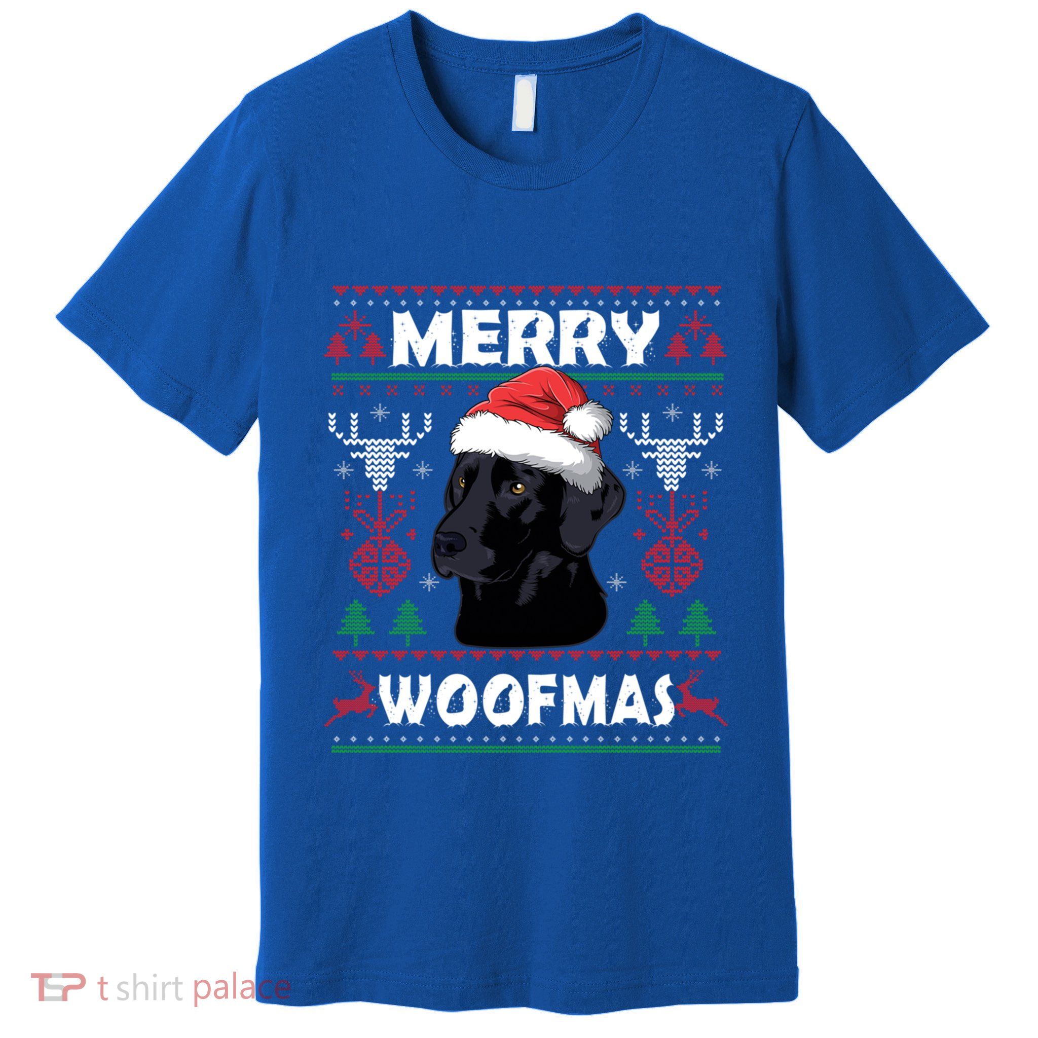 Merry Woofmas Black Lab Santa Hat Dog Xmas Gift Premium T-Shirt